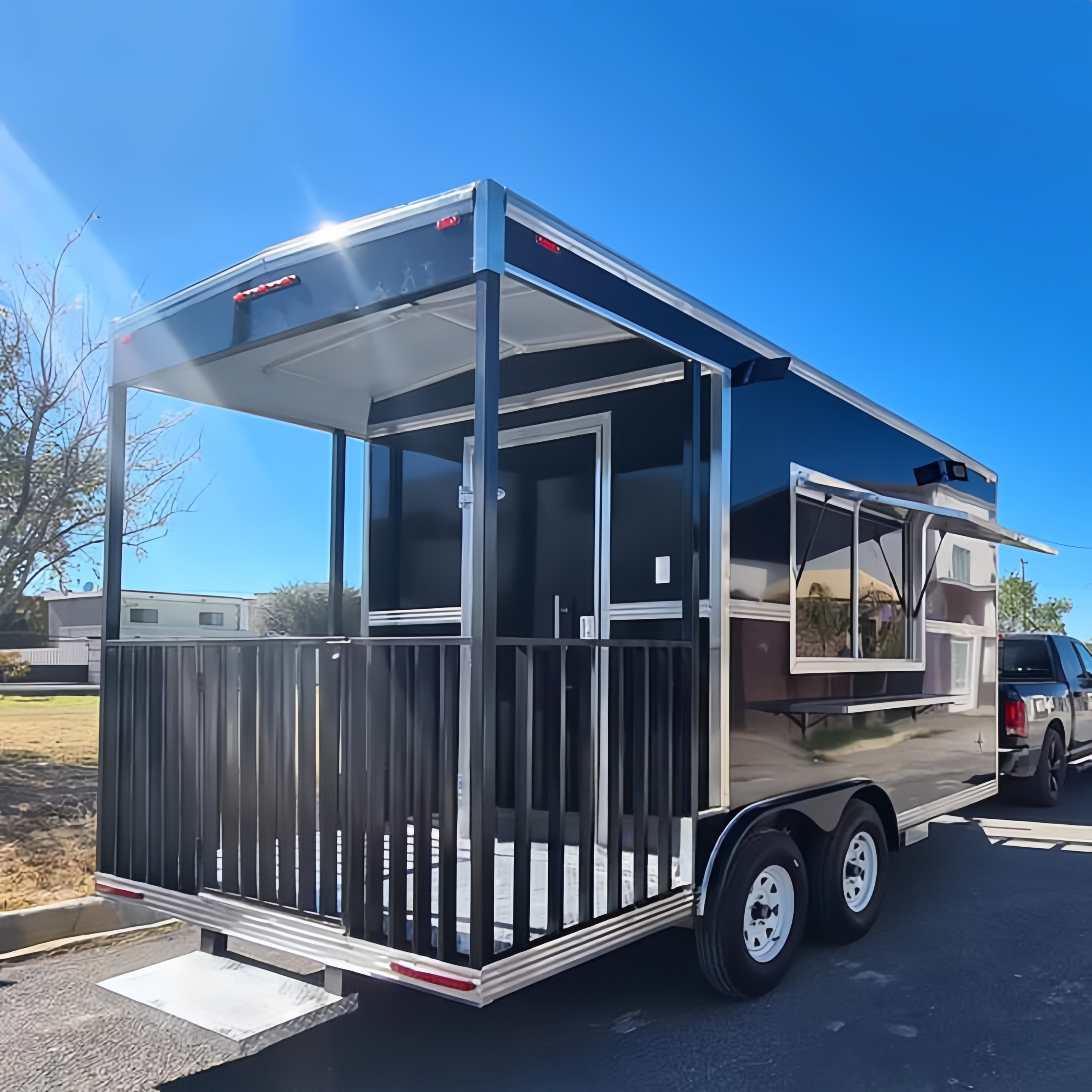 Hot Dog Vending Cart - Outdoor Mobile Food Truck Trailer Ice